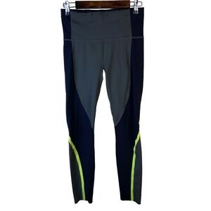Athleta Spar Colorblock 7/8‎ Tight Black Yellow Grey Size Small Style#405455